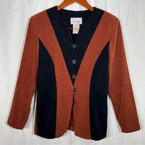 Vintage DJ Summers 90s Mod Retro‎ Faux Suede Button Front Blazer Size 10P